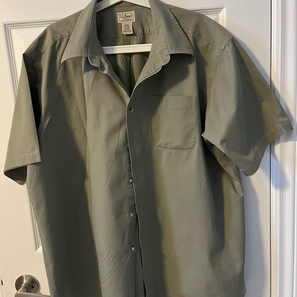 L.L. Bean Men's Olive Button Down Shirt